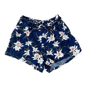 Women’s Flowy Navy Blue Floral Shorts with Tie, Size XS-Old Navy-Great Condition